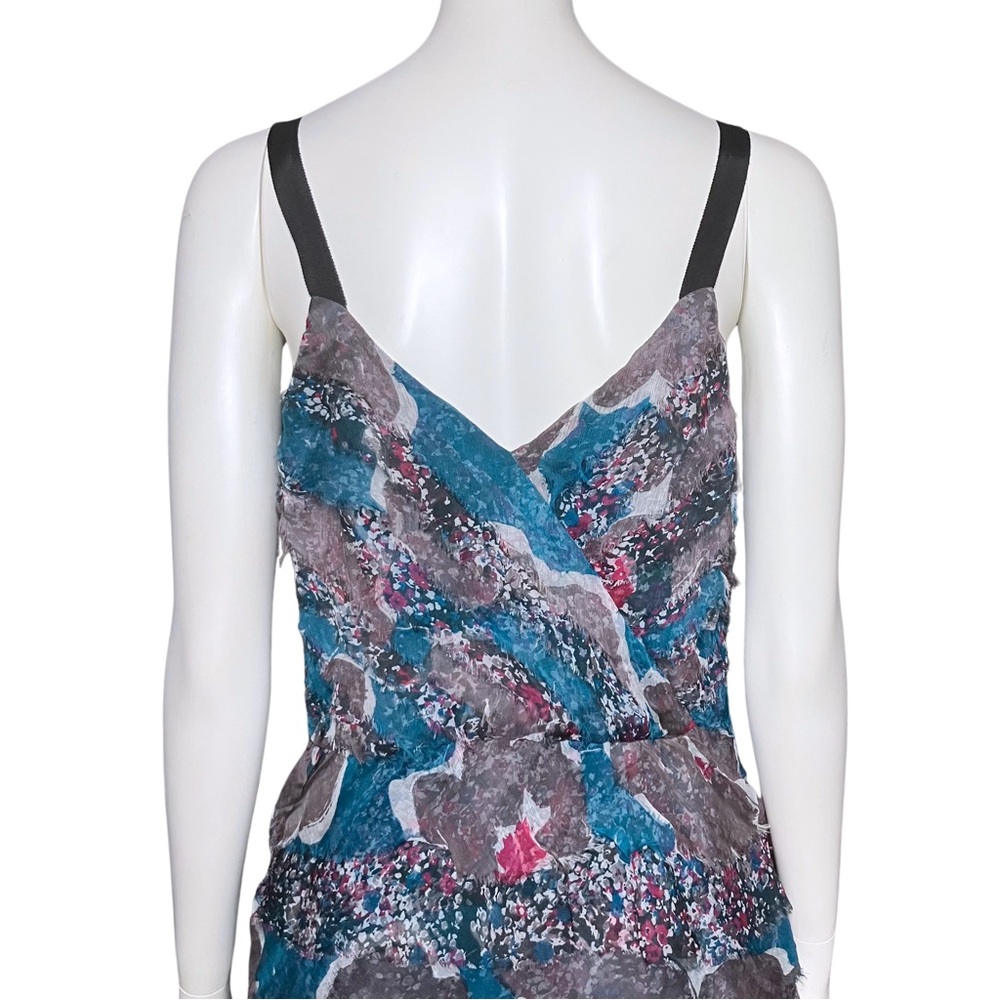 Vintage Y2K 100% Silk Teal Fairy Grunge Raw Edge Mini Dress Small Funky Colorful - Picture 8 of 9